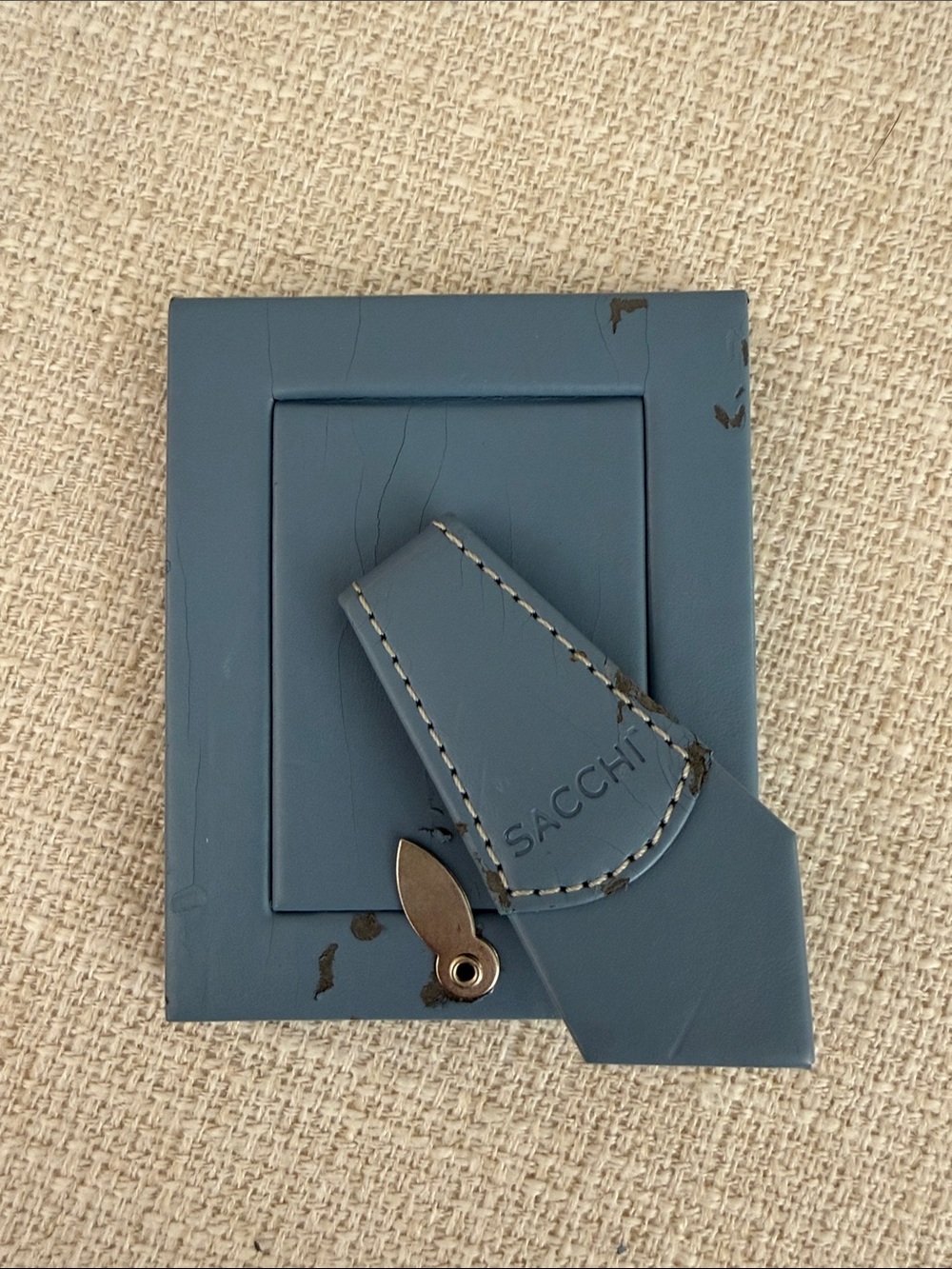 Blue Leatherette Tabletop Photo Frame - Picture 3 of 3